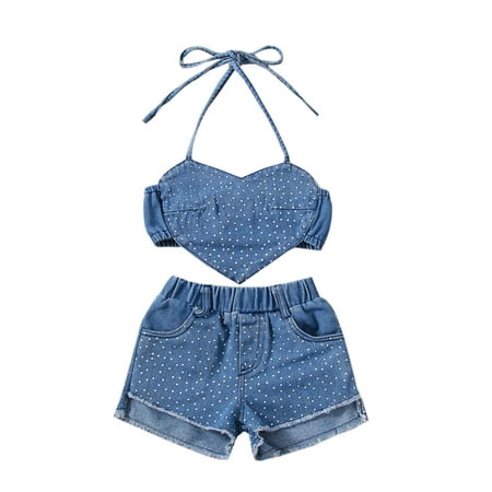 Ma&Baby Little Kids Baby Girl Summer Clothes 2Pcs Outfits Dot Print Heart Denim Camisole + Ripped Jeans Shorts
Ma&Baby Little Kids Baby Girl Summer Clothes 2Pcs Outfits Dot Print Heart Denim Camisole + Ripped Jeans Shorts