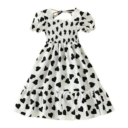 YongANs Fashion Casual Girl Dress Girls Summer Short Sleeve Bubble Sleeve Lace Up Love Print Midi Dresses
YongANs Fashion Casual Girl Dress Girls Summer Short Sleeve Bubble Sleeve Lace Up Love Print Midi Dresses