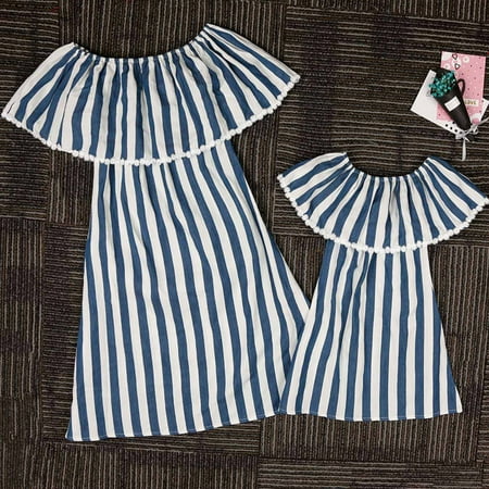 ERTUTUYI Mommy&Me Child Girls Summer Stripe Printing Casual Stretch Cold Shoulder Dress Blue 90
ERTUTUYI Mommy&Me Child Girls Summer Stripe Printing Casual Stretch Cold Shoulder Dress Blue 90