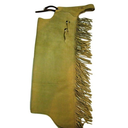 B Bar B Western Chaps Adult Cutting 2 Buckle Strap Fringe Suede Sand