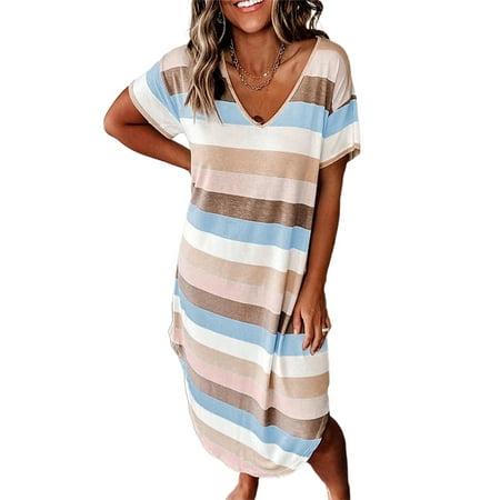 Paille Ladies Striped Casual Pajamas Outfits Sleepwear Loose Fit T-Shirt Dresses Sleep Dress
Paille Ladies Striped Casual Pajamas Outfits Sleepwear Loose Fit T-Shirt Dresses Sleep Dress