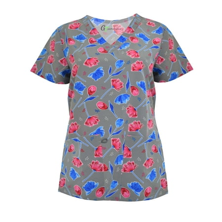 Womens Medical Nursing Print Scrub Uniform Top GT Performance-Forever Tulips-X-Large
Womens Medical Nursing Print Scrub Uniform Top GT Performance-Forever Tulips-X-Large