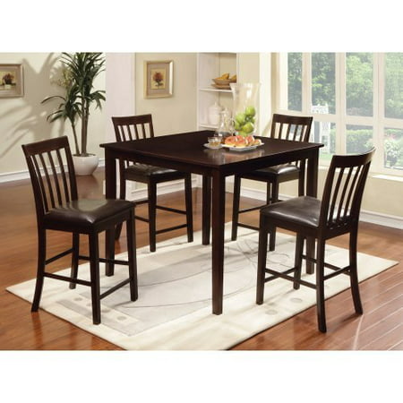 Furniture of America Robelle 5-Piece Counter Height Slat Back Dining Table Set - Espresso