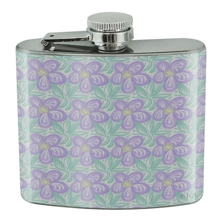 Pretty Purple Flower Petals Pattern Stainless Steel 5oz Hip Drink Kidney Flask