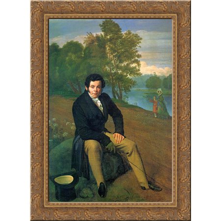 Portrait of Portrait of K. I. Albrekht 24x18 Gold Ornate Wood Framed Canvas Art by Orest Kiprensky