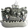 Pewter Finish Noah's Ark Ornament with Pink and Blue Swarovski Crystal Stones