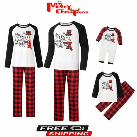 Sunisery Family Matching Christmas Pajamas Baby Romper/Letter Snowman Print Long Sleeve Tops + Plaid Long Pants Loungewear Set
Sunisery Family Matching Christmas Pajamas Baby Romper/Letter Snowman Print Long Sleeve Tops + Plaid Long Pants Loungewear Set