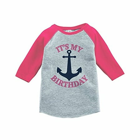 7 ate 9 Apparel Girl s Nautical Anchor Birthday Pink Baseball Tee