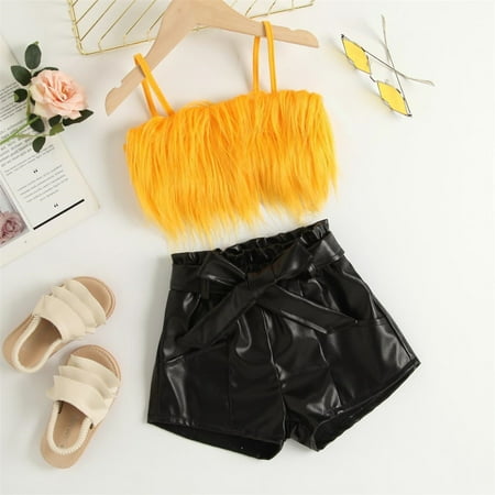 2pcs/set Toddler Kids Plush Cami Tank Top & Pu Leather Shorts Sets Kids Little Girls Summer Clothes Outfits Yellow 3-4 Years
2pcs/set Toddler Kids Plush Cami Tank Top & Pu Leather Shorts Sets Kids Little Girls Summer Clothes Outfits Yellow 3-4 Years