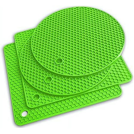 4 PCS Silicone Trivet Mats | Hot Pot Holders | Drying Mat Potholders Kitchen Tool Resistant to 440°F Non-Slip Durable Flexible to Wash and Dry and Contains (Green)
4 PCS Silicone Trivet Mats | Hot Pot Holders | Drying Mat Potholders Kitchen Tool Resistant to 440°F Non-Slip Durable Flexible to Wash and Dry and Contains (Green)