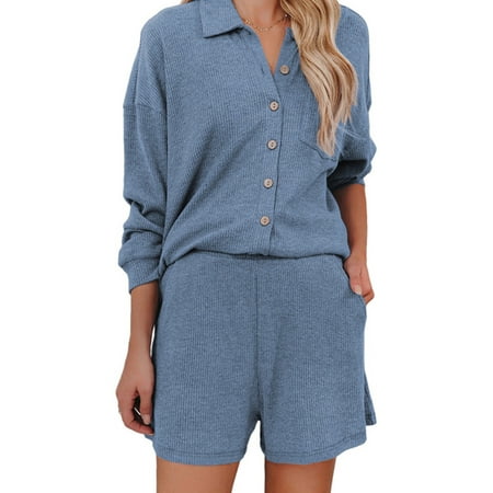 Lumento Ladies Baggy Fall Nightwear Two Pieces Outfits Tops And Shorts Pajamas Sets Casual Elastic Waist Loungewear Dark Blue XL
Lumento Ladies Baggy Fall Nightwear Two Pieces Outfits Tops And Shorts Pajamas Sets Casual Elastic Waist Loungewear Dark Blue XL
