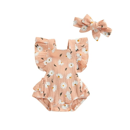 Qiylii Newborn Baby Girls Clothes One-Piece Romper Cotton Linen Bodysuit with Headband 2pcs Outifis Set 0-24M
Qiylii Newborn Baby Girls Clothes One-Piece Romper Cotton Linen Bodysuit with Headband 2pcs Outifis Set 0-24M