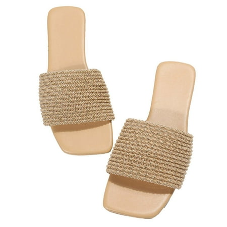 Women s Slip on Sandals Slide Casual Sandal Flat Open Toe Slides Womens Summer Fashion Flax Solid Color Slippers Square Head Flat Casual Slippers Gold 7.5
Women s Slip on Sandals Slide Casual Sandal Flat Open Toe Slides Womens Summer Fashion Flax Solid Color Slippers Square Head Flat Casual Slippers Gold 7.5