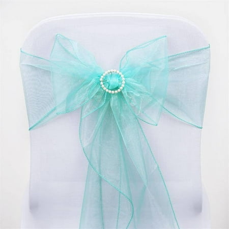 Efavormart 25 Pack | Turquoise Sheer Organza Chair Sashes