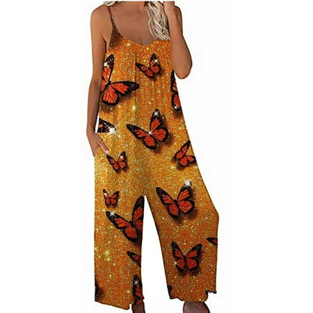 JWZUY Women s Casual V Neck Tank Jumpsuits Sleeveless Loose Butterfly Print Summer Romper Yellow L
JWZUY Women s Casual V Neck Tank Jumpsuits Sleeveless Loose Butterfly Print Summer Romper Yellow L