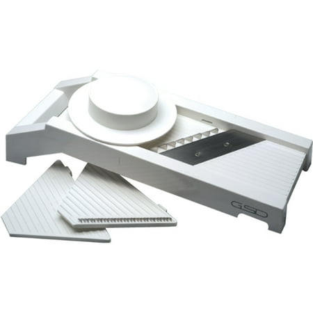 White Plastic Mandoline Slicer with Stainless Steel Blades