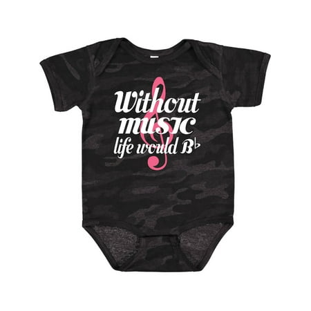 Inktastic Without Music Life Would Be Flat Gift Baby Girl Bodysuit
