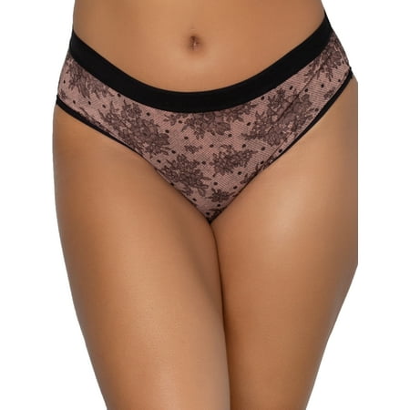 Curvy Couture Womens Sheer Mesh Hi-Cut Brief Style-1313