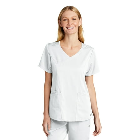 WonderWink Women s Premiere Flex Mock Wrap Top WW4268 In White