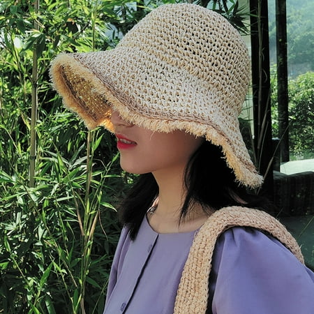 Fashion Women Foldable Straw Hat Raw Wide Brim Travelling Beach Fisherman Bonnie chapeau