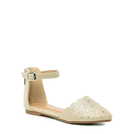 Nicole Miller Youth Girls Ankle Strap Flat Rinestones Sandal Sizes 11-3