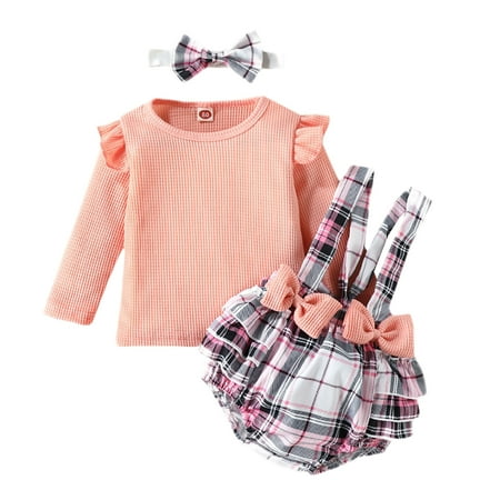 SYNPOS Baby Girls Long Sleeve Knit Tops Ruffle Plaid Suspender Bloomer 3PCS Outfits
SYNPOS Baby Girls Long Sleeve Knit Tops Ruffle Plaid Suspender Bloomer 3PCS Outfits