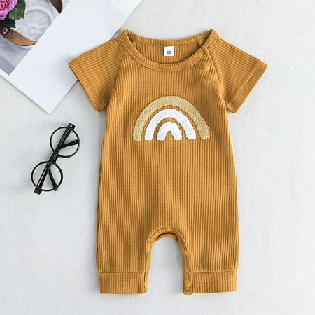 PEASKJP Rompers for Baby Girls Lightweigh Soft Baby Summer Romper Solid Color Button Jumpsuit Sleeveless Backless Overalls Outfits Yellow 3-6 Months
PEASKJP Rompers for Baby Girls Lightweigh Soft Baby Summer Romper Solid Color Button Jumpsuit Sleeveless Backless Overalls Outfits Yellow 3-6 Months