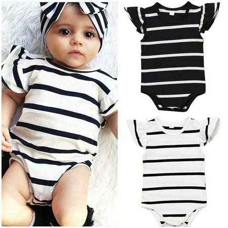 Newborn Toddler Infant Baby Girl Striped Romper Bodysuit Jumpsuit Clothes Outfit
