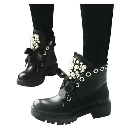Women s Ankle Boots Thick Flat Heel With Pearl Boots Fahsion Leather Short Boots
Women s Ankle Boots Thick Flat Heel With Pearl Boots Fahsion Leather Short Boots