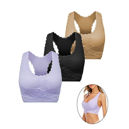 1/3 Pack Sports Bra Racerback Support Women Seamless Cross Front Side Buckle Lace Sports Bras Adjustable Side Bras Sports Tops Yoga Bras Seamless Sports Bra Yoga Workout Bras