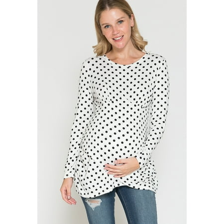 Women s Maternity Polka Dot Print with a Tulip Bottom Top