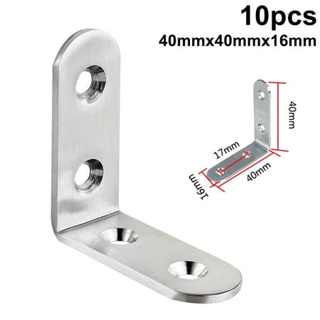 

New 10Pcs Right Angle Bracket Corner Brace Stainless Steel L Shape Furniture Joint Shelf Support