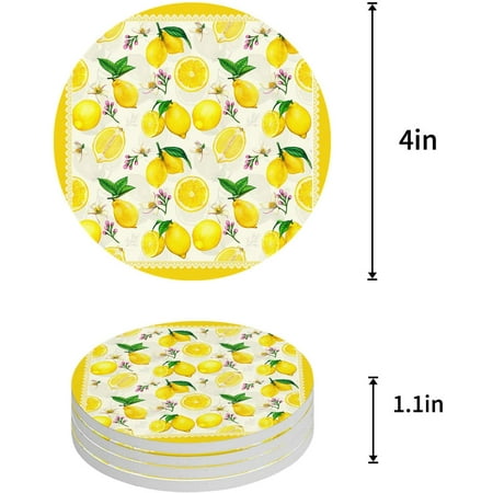 ZHANZZK Summer Lemon Fresh Fruits Yellow Set of 8 Round Coaster for Drinks Absorbent Ceramic Stone Coasters Cup Mat with Cork Base for Home Kitchen Room Coffee Table Bar Decor
ZHANZZK Summer Lemon Fresh Fruits Yellow Set of 8 Round Coaster for Drinks Absorbent Ceramic Stone Coasters Cup Mat with Cork Base for Home Kitchen Room Coffee Table Bar Decor