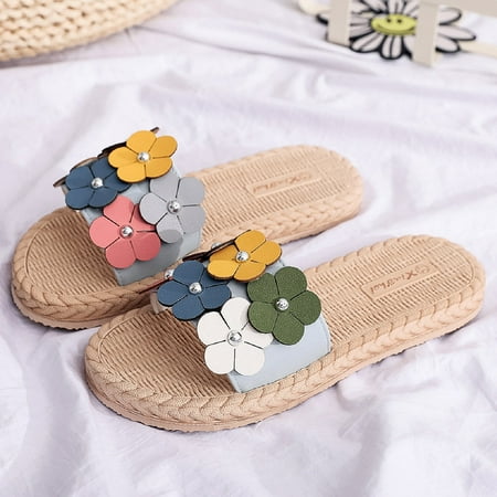 STEADY Summer Flat Open Toe Slippers Women s Wear Wear Beach Shoes Women s Shoes Blue / 37