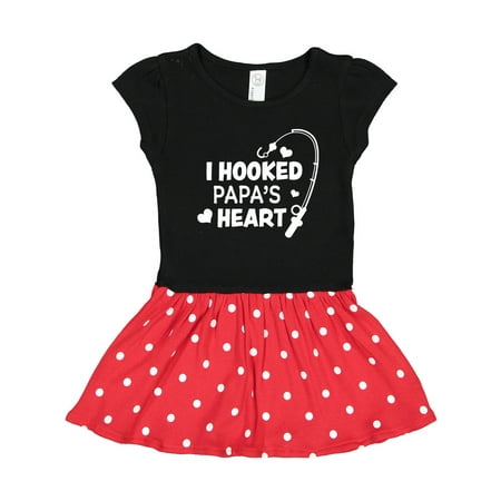 Inktastic I Hooked Papa s Heart with Fishing Rod Gift Toddler Girl Dress