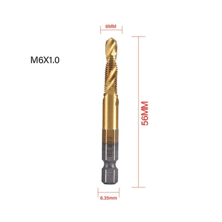 1PC Titanium Plated Hex Shank HSS Screw Thread Metric Tap Drill Compound tap
1PC Titanium Plated Hex Shank HSS Screw Thread Metric Tap Drill Compound tap