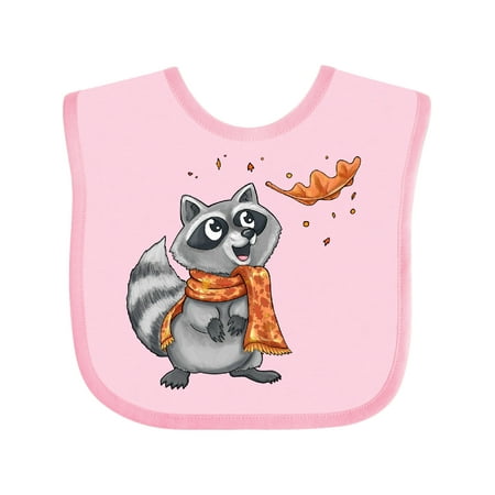 Inktastic Cute Raccoon with Scarf with Orange Autumn Leaf Gift Baby Boy or Baby Girl Bib