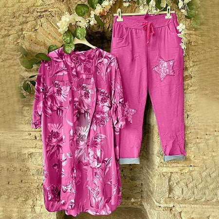 FITORON Womens Pajama Sets- Printed V-neck Long Sleeve Pullover Shirt Tops + Pants Trousers Set Hot Pink XXL
FITORON Womens Pajama Sets- Printed V-neck Long Sleeve Pullover Shirt Tops + Pants Trousers Set Hot Pink XXL