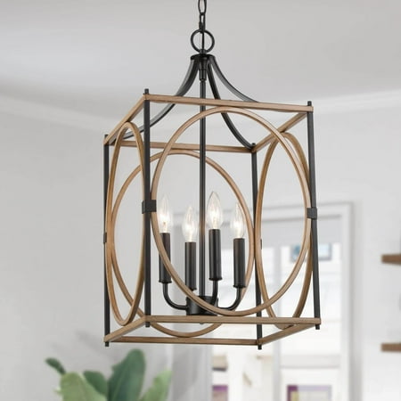 LNC 4-Light Farmhouse Wood Lantern Chandelier for Kitchen Living Room Dining Room L12.6 x W12.6 x H23.62
LNC 4-Light Farmhouse Wood Lantern Chandelier for Kitchen Living Room Dining Room L12.6 x W12.6 x H23.62