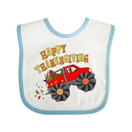Inktastic Happy Thanksgiving Monster Truck with Turkey and Food Gift Baby Boy or Baby Girl Bib