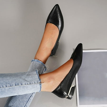 casual shoes for Women Ladies Shoes Fashion Thick Heel Comfortable Pointed Toe Slip-on Casual Shoes PU Dress Sandals for Women Black
casual shoes for Women Ladies Shoes Fashion Thick Heel Comfortable Pointed Toe Slip-on Casual Shoes PU Dress Sandals for Women Black