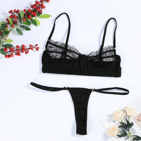 Frehsky underwear women Ladies Lingerie Set Lace Perspective Lace Stitching Underwear Pajamas Black
Frehsky underwear women Ladies Lingerie Set Lace Perspective Lace Stitching Underwear Pajamas Black
