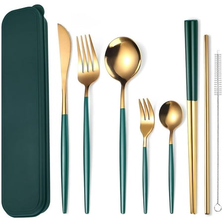 8 Pieces Stainless Steel Flatware Set Portable Reusable Cutlery Set Travel Utensils Set Including Chopsticks Knife Fork Spoon Stra
8 Pieces Stainless Steel Flatware Set Portable Reusable Cutlery Set Travel Utensils Set Including Chopsticks Knife Fork Spoon Stra