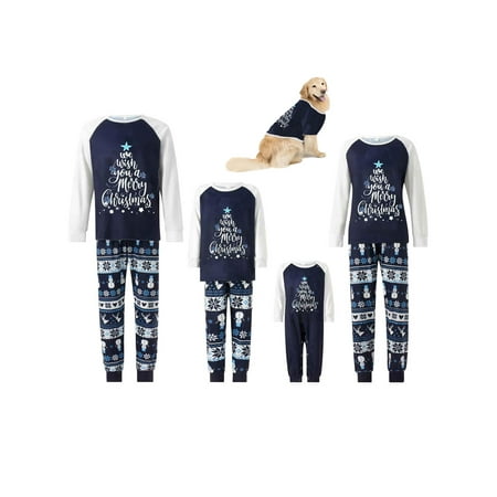 Suanret Christmas Family Matching Pajamas Set Long Sleeve Letter Print Tops Striped Pants Homewear Sleepwear PJs Blue Dog-S
Suanret Christmas Family Matching Pajamas Set Long Sleeve Letter Print Tops Striped Pants Homewear Sleepwear PJs Blue Dog-S