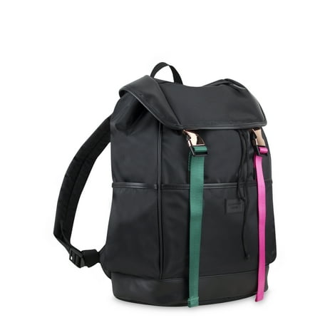 Eastsport Women's Limited Buckle Drawstring Backpack with Adjustable Flaps, Black