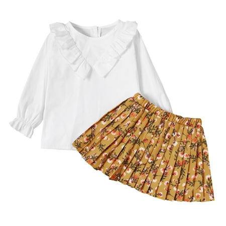 NZRVAWS 3T Toddler Baby Girls Outfits Long Sleeve Solid Color Lotus Leaf Side Top +Floral Print Skirts 2PCS Clothes Set 3-4T White
NZRVAWS 3T Toddler Baby Girls Outfits Long Sleeve Solid Color Lotus Leaf Side Top +Floral Print Skirts 2PCS Clothes Set 3-4T White