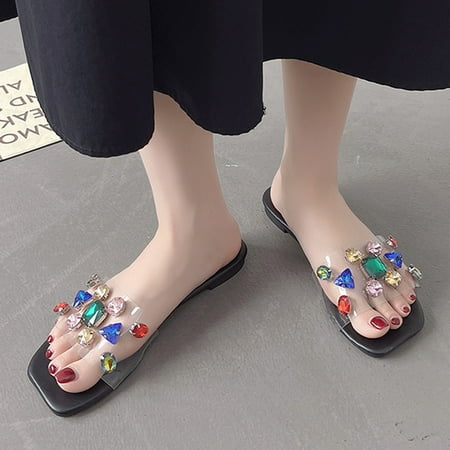 Aayomet Summer Slippers for Women Leisure Roman Style Transparent Women s Rhinestones Summer Non Slip Slip On Flat Beach Open Black 9
Aayomet Summer Slippers for Women Leisure Roman Style Transparent Women s Rhinestones Summer Non Slip Slip On Flat Beach Open Black 9