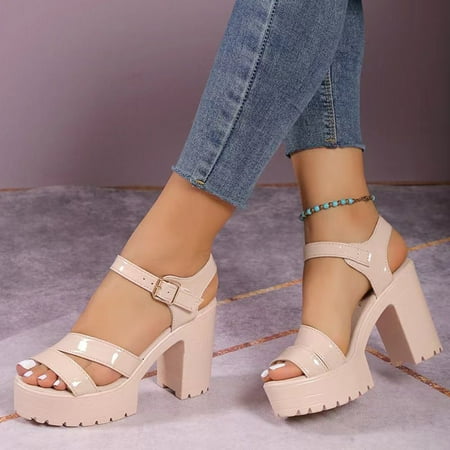 ZHELIYO Women s sandals Ladies Fashion Summer Solid Leather Open Toe Buckle Thick High Heel Sandals Beige 6.5
ZHELIYO Women s sandals Ladies Fashion Summer Solid Leather Open Toe Buckle Thick High Heel Sandals Beige 6.5