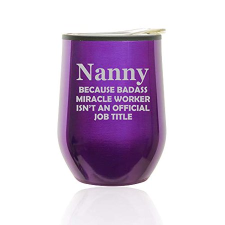 Stemless Wine Tumbler Coffee Travel Mug Glass With Lid Nanny Miracle Worker Job Title Funny (Royal Purple) 
Stemless Wine Tumbler Coffee Travel Mug Glass With Lid Nanny Miracle Worker Job Title Funny (Royal Purple)
