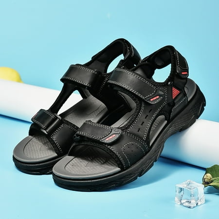 Mens Leather Sandals Open Toe Outdoor Hiking Sport Sandals Waterproof Summer Beach Shoes with Arch Support
Mens Leather Sandals Open Toe Outdoor Hiking Sport Sandals Waterproof Summer Beach Shoes with Arch Support
